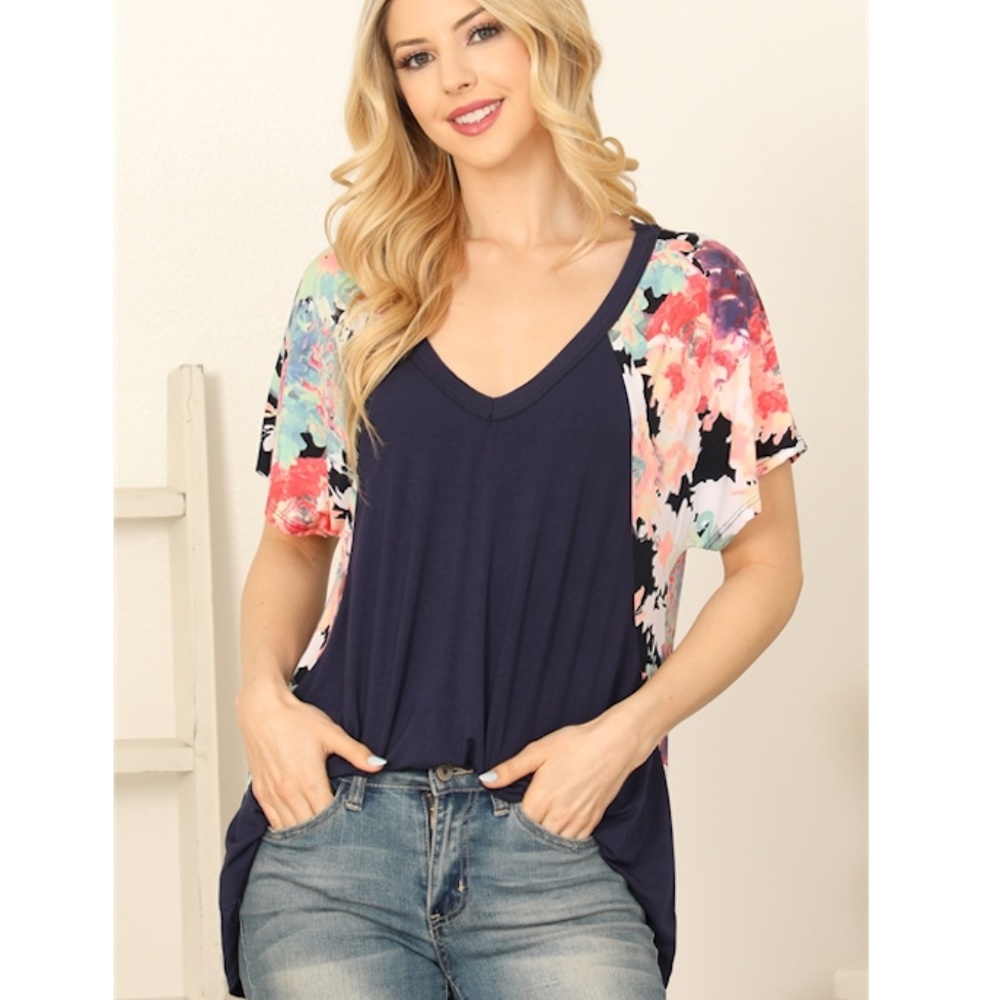 Floral Print V-Neck Women Top